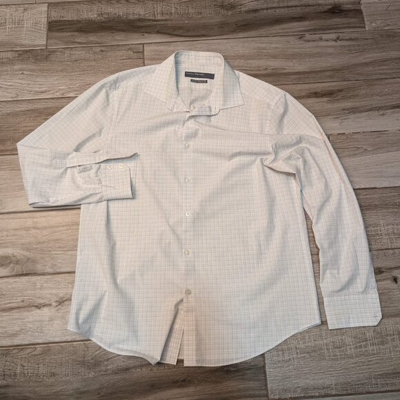 Perry Ellis Portfolio City Fit Men’s Dress Shirt 16½ 34/35 Blue Check - Picture 1 of 7